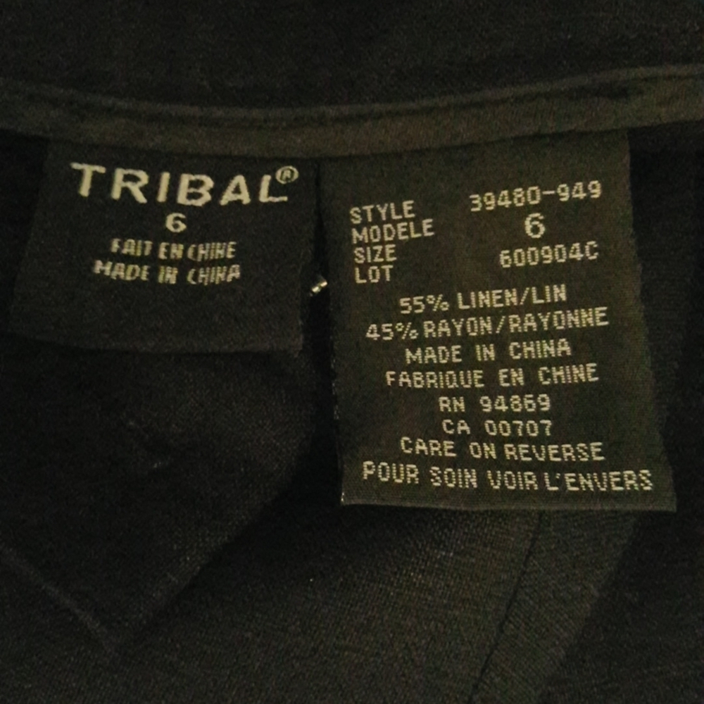 NWT Tribal FAVORITE Black Linen Blend Capri Crop Pants (6) - Picture 4 of 10
